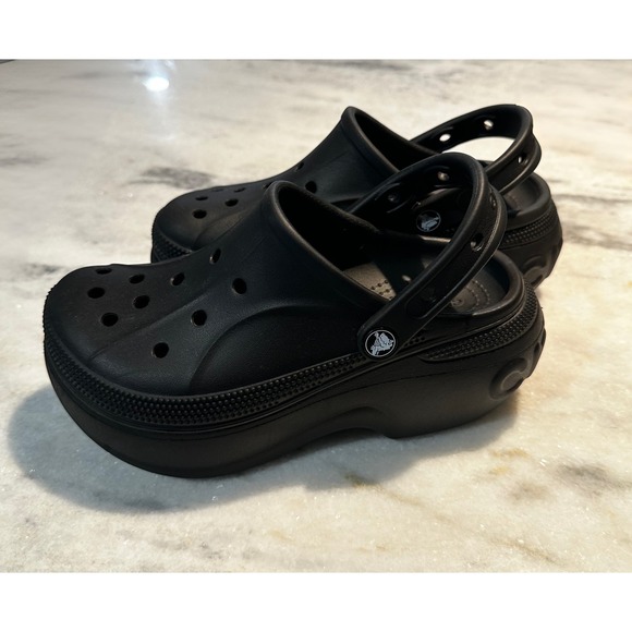 Crocs Classic Platform Clogs Black Comfortable Footwear Size 6 - Picture 2 of 5